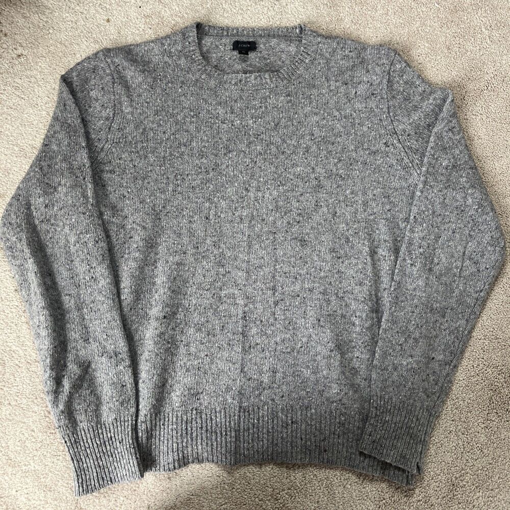 J Crew Sweater Mens XL Wool Flecked Crewneck Gray Midweight Cozy Preppy Capsule